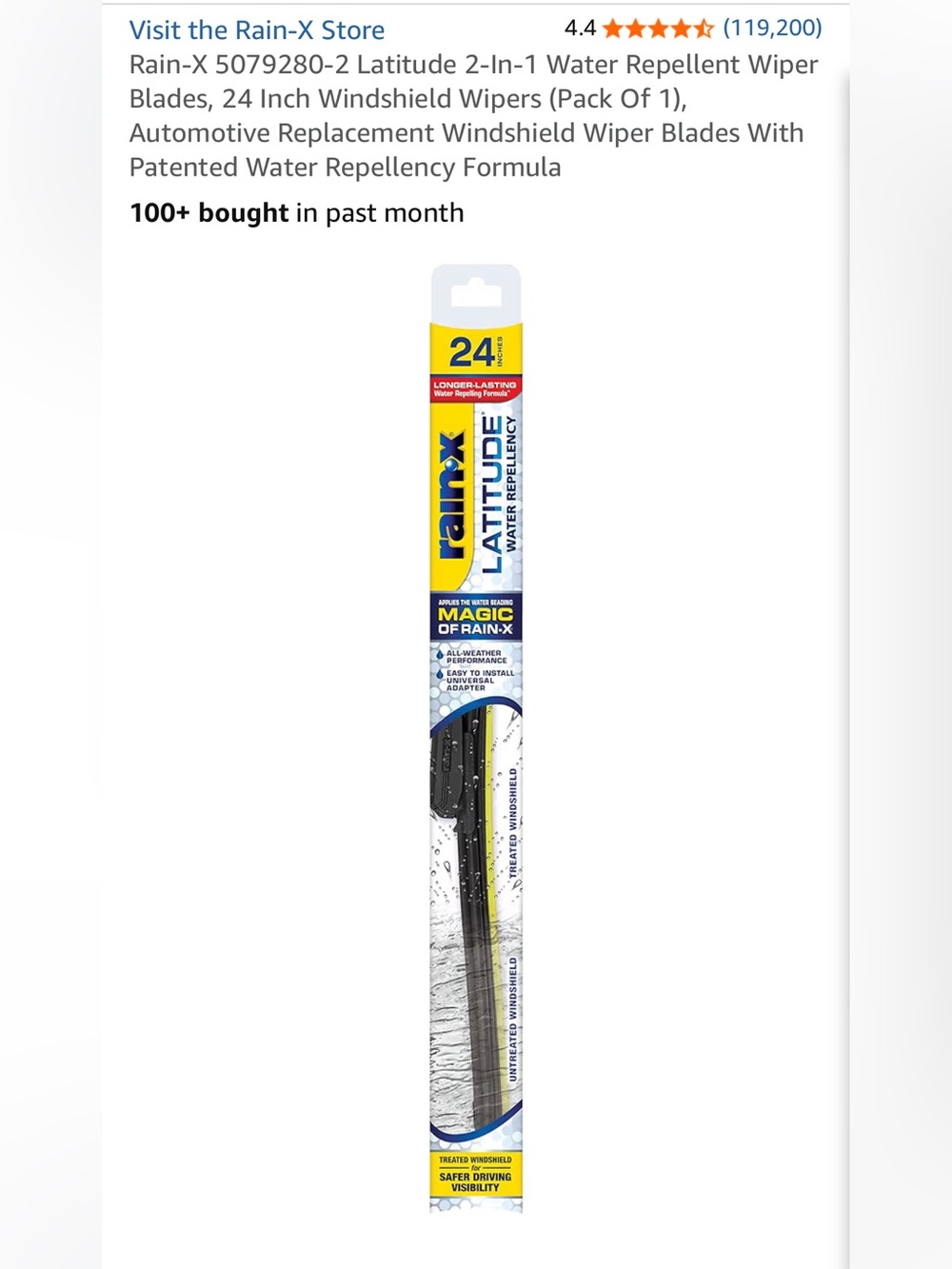 Latitude 24" Water Repellent Wiper Blade - Black